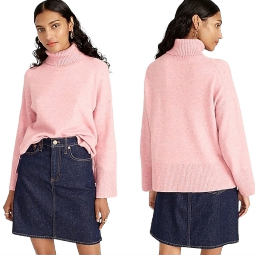 J Crew Turtleneck Sweater in Supersoft Yarn Pink Womens Medium Wool Alpaca Blend